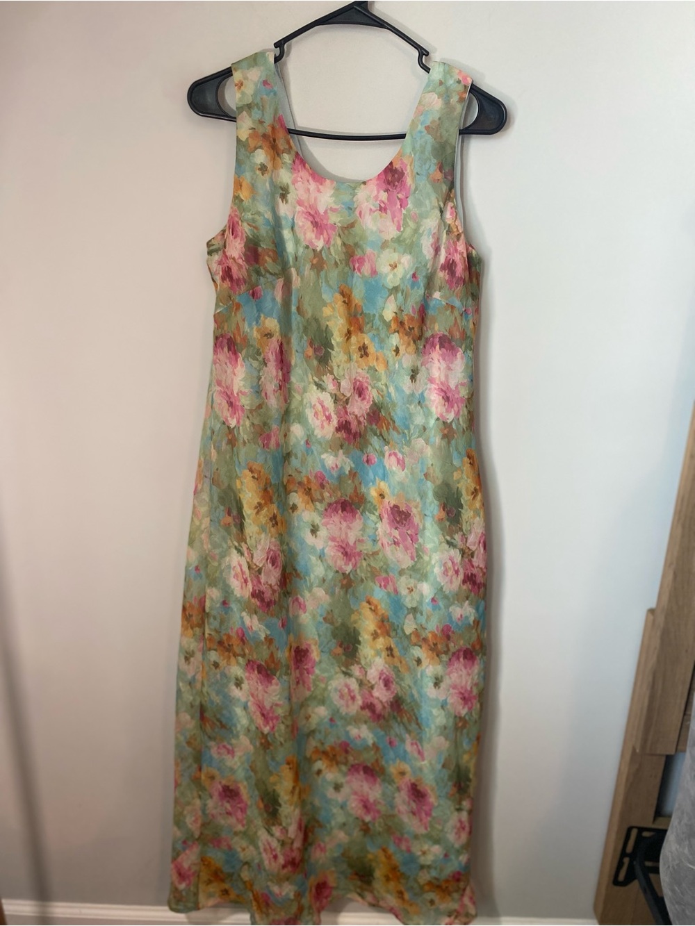 Sleeveless Mint and Pink Floral Maxi Dress